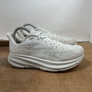 Hoka One One Clifton 9 Women Size 7 White Running Shoes Sneakers